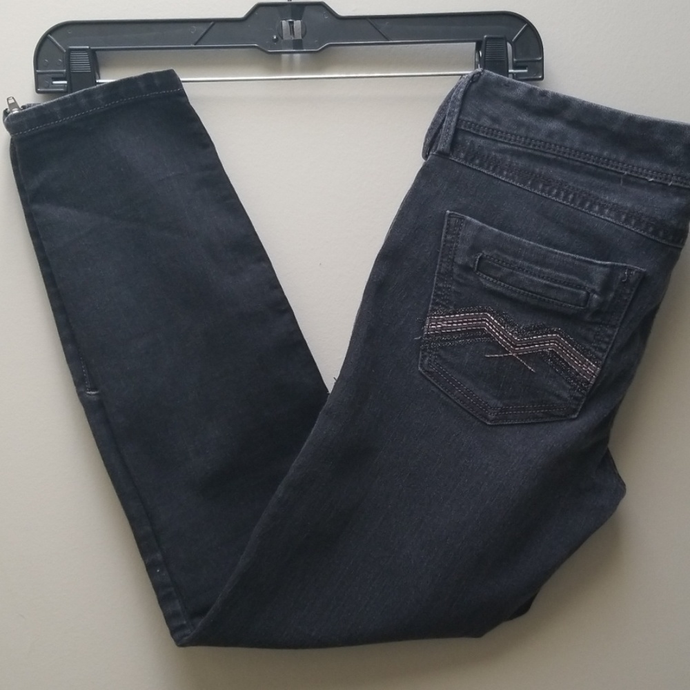 Express crop jean legging in vintage black/gray